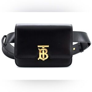 Burberry TB Gold & Black Leather Belt Bag